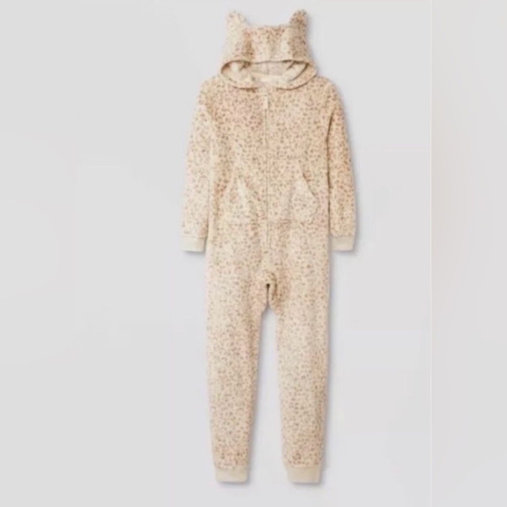 Cat & Jack Cheetah Hooded Jumpsuit/Pajama
